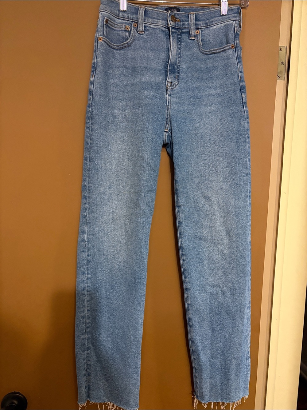J. Crew Factory Light Blue Stovepipe with Frayed-Raw Hem